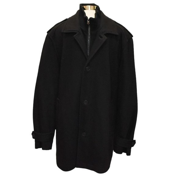 Andrew Marc New York Black Wool Blend Zip & Button Front Ribbed Knit Coat - Picture 4 of 9